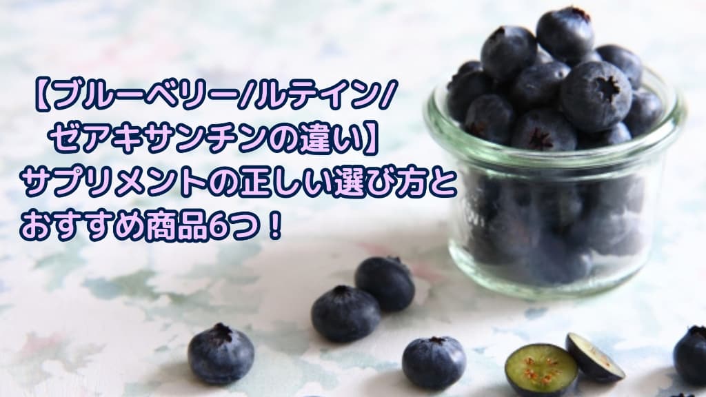ブルーベリーの写真に【ブルーベリー/ルテイン/ゼアキサンチンの違い】サプリメントの正しい選び方とおすすめ商品6つ！と書かれた画像